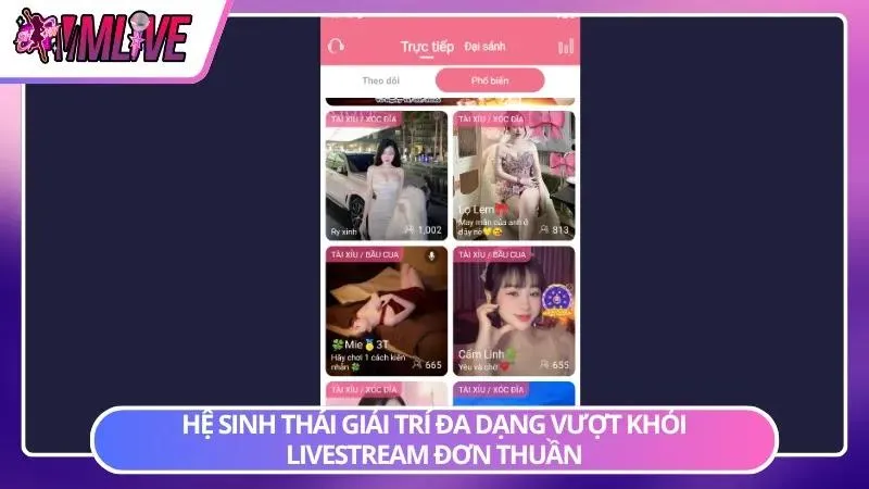 Nhiều chuyên mục giải trí được tích hợp trong cùng một ứng dụng